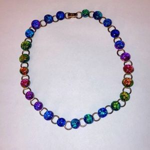 14” Rainbow 925 Silver Necklace